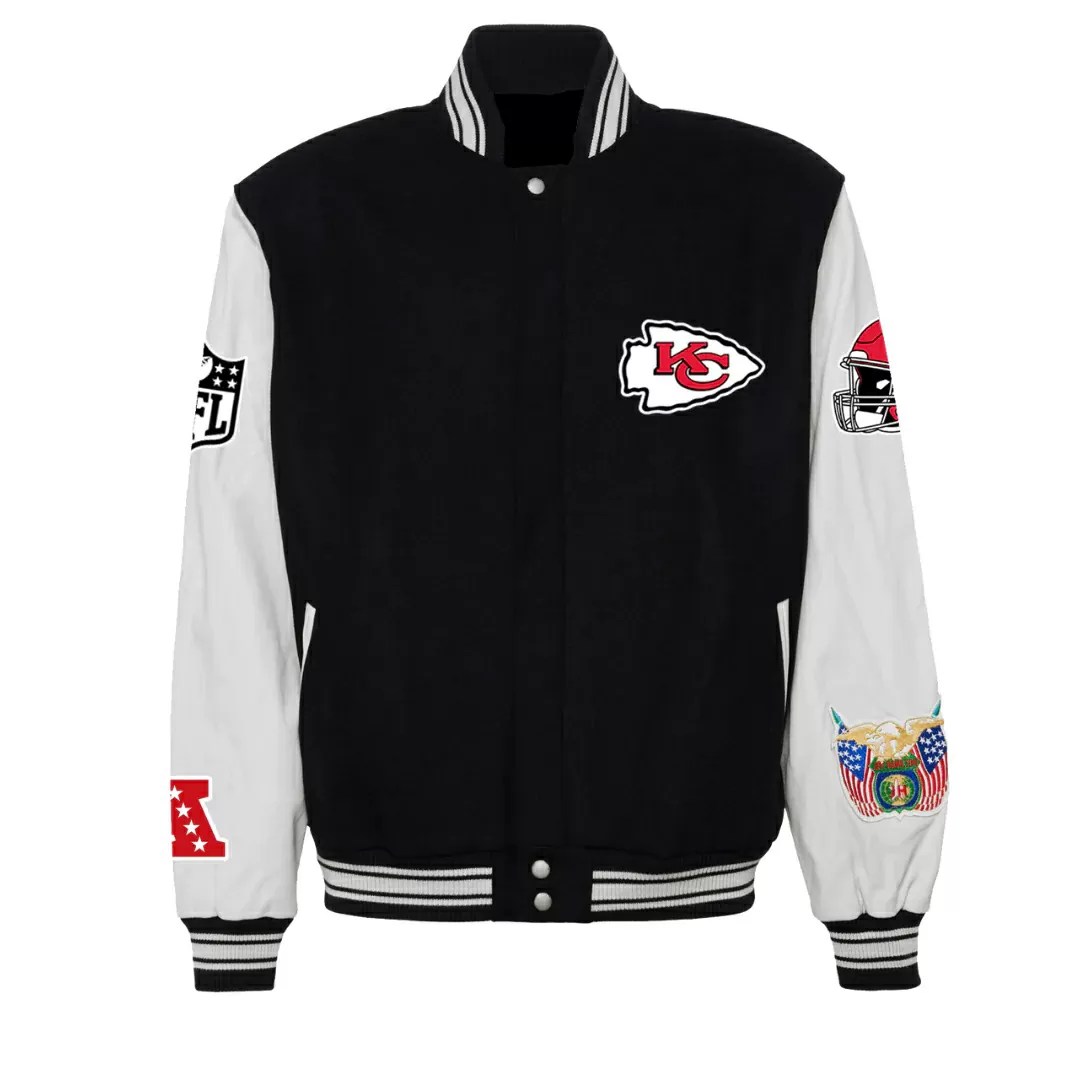 Kansas City Chiefs Black White Varsity Jacket | Jacketsland