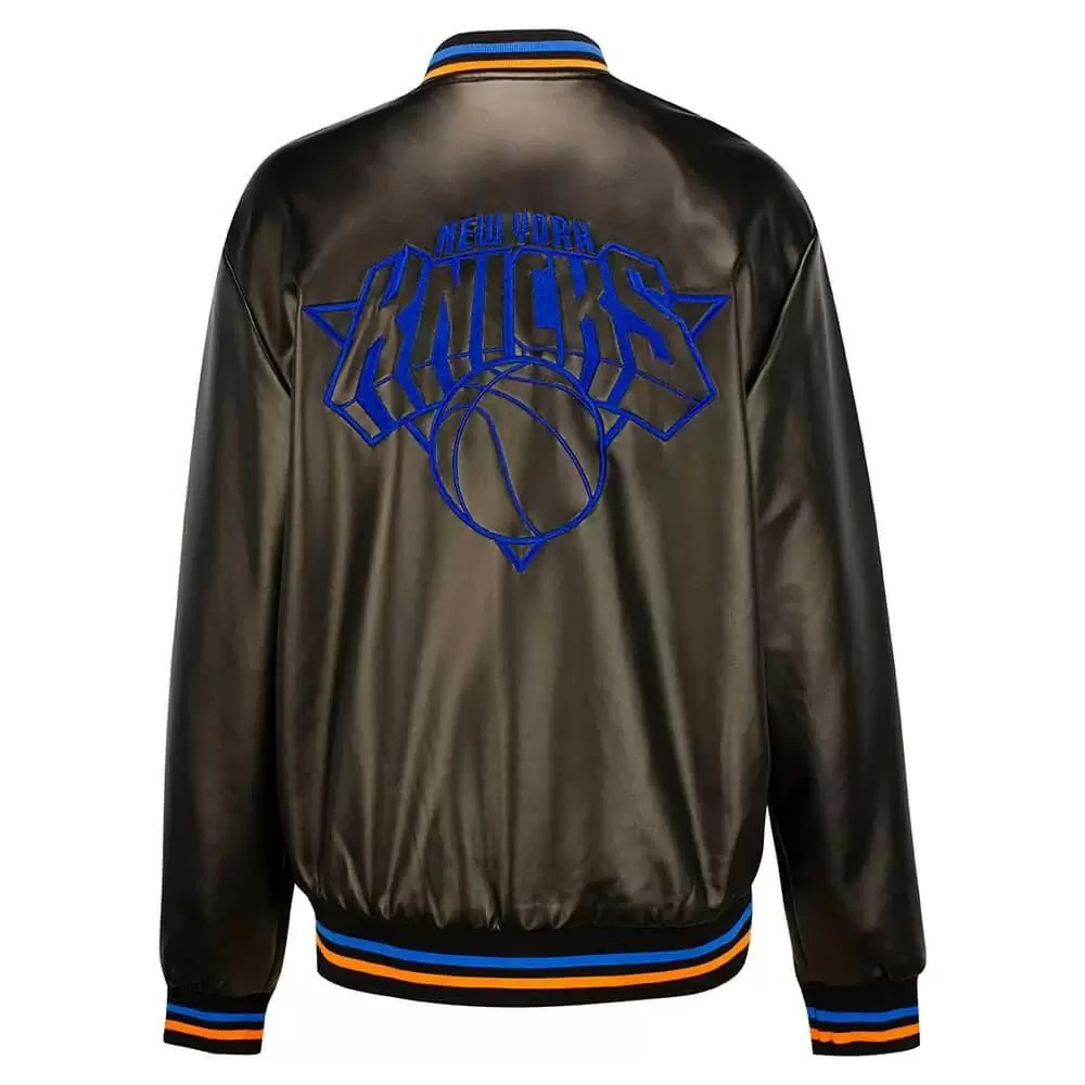 vNew York Knicks Black Leather Bomber Jacket | Jacketsland