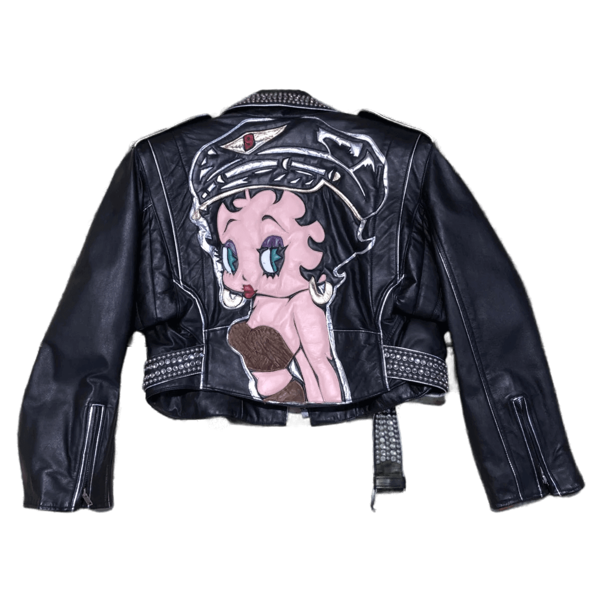 Betty Boop Black Studded Biker Leather Jacket | Jacketsland