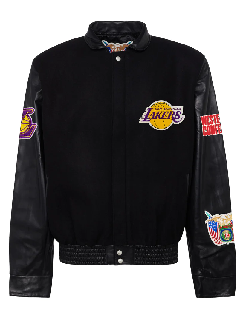 Los Angeles Lakers Wool & Leather Black Jacket