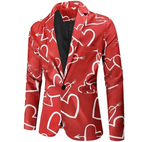 Valentines Day Hearts Printed Red Blazer