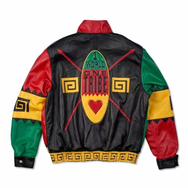 One World One Tribe Color Block Leather Jacket