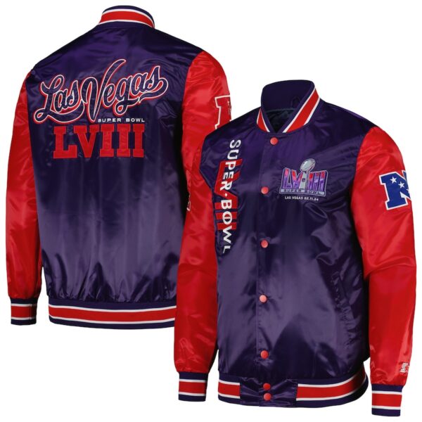 Men's Super Bowl LVIII Starter Purple Full-Snap Varsity Jacket