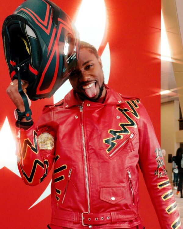 Noah Lyles Aka Nojo World Champion Biker Red Leather Jacket