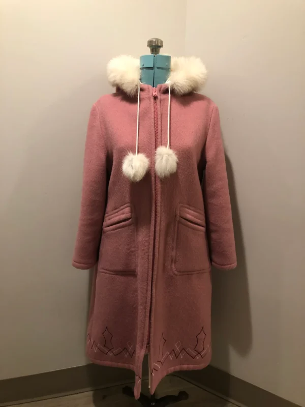 Vintage Hudson's Bay Company Pink Wool Parka With Fur Trimmed Hood