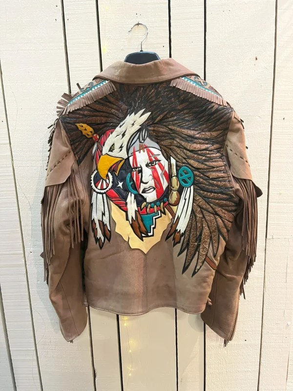 Leather Light Brown Fringe Motorcycle Jacket