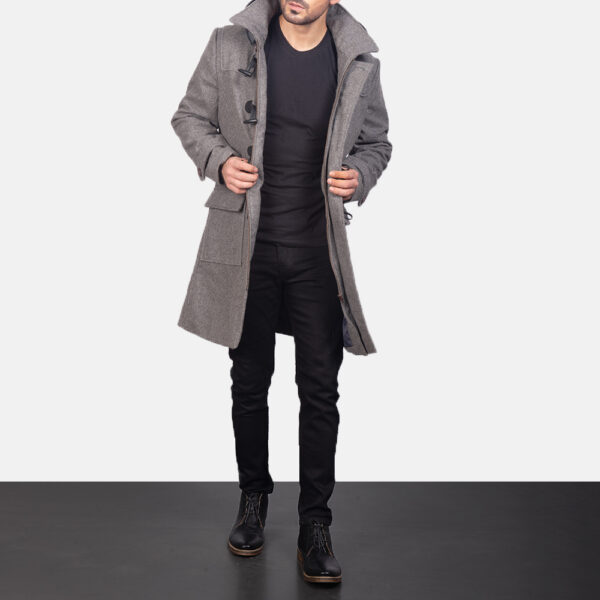 Drake Grey Wool Hooded Duffle Coat