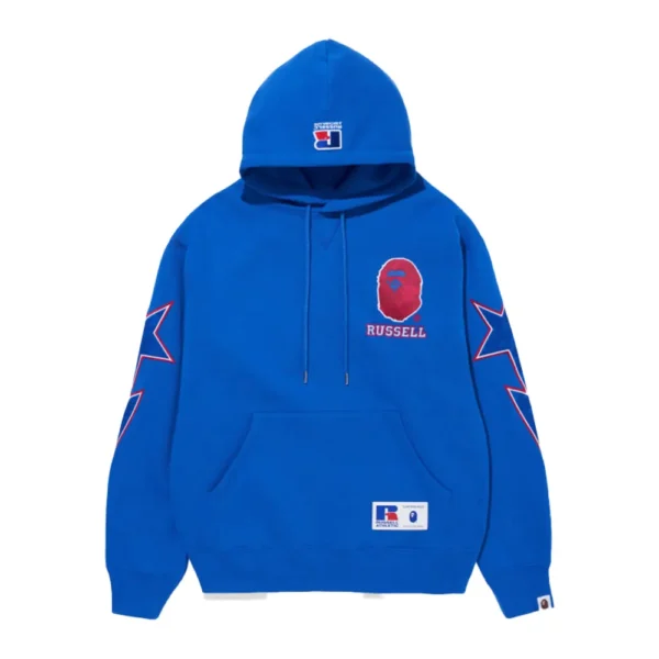 Bape X Russell Pullover Blue Hoodie
