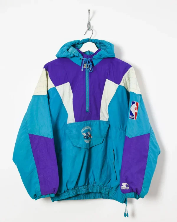 Starter Charlotte Hornets NBA 1/2 Zip Hooded Windbreaker Jacket