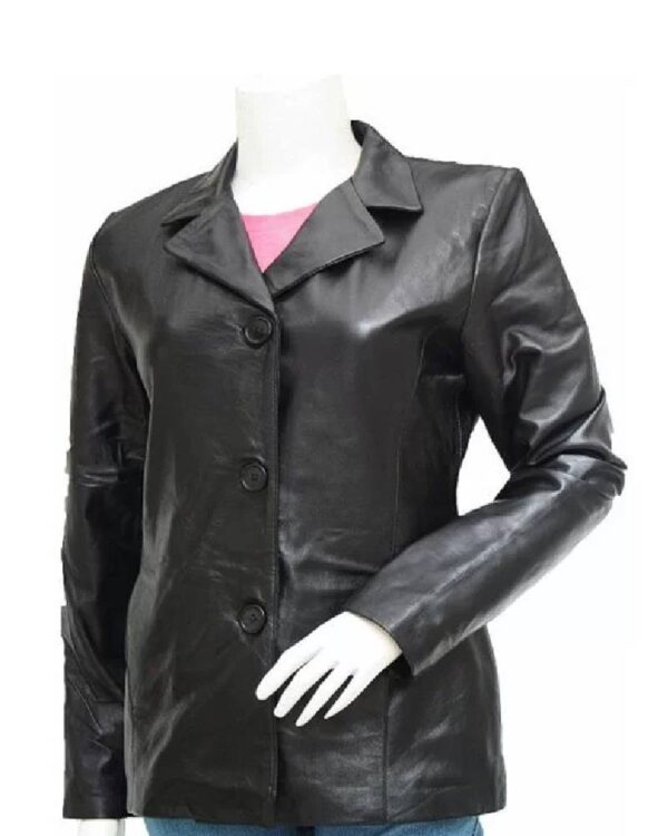 Women’s Casual Black Leather Blazer