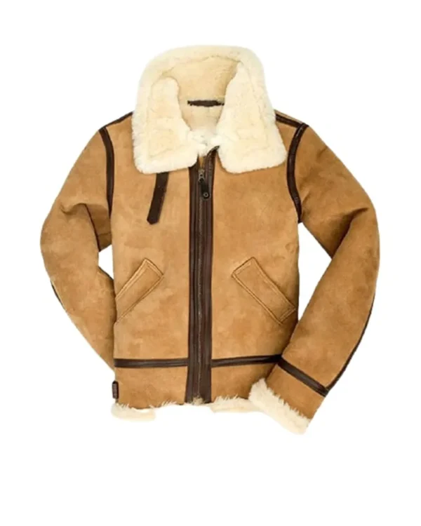 B3 Women's Bomber Suede Leather Shearling Jacket