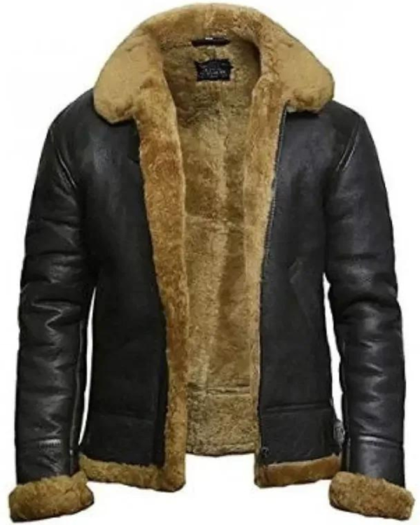 Mens Faux Shearling B3 Flight Leather Jacket