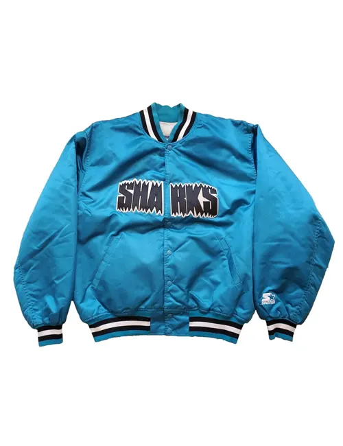 90’s San Jose Sharks Blue Satin Varsity Jacket