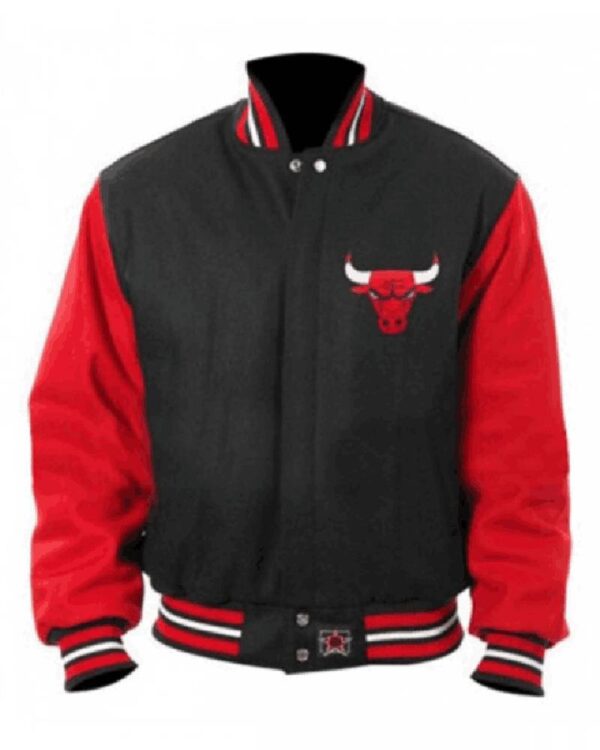 Chicago Bulls Red and Black Varsity Jacket