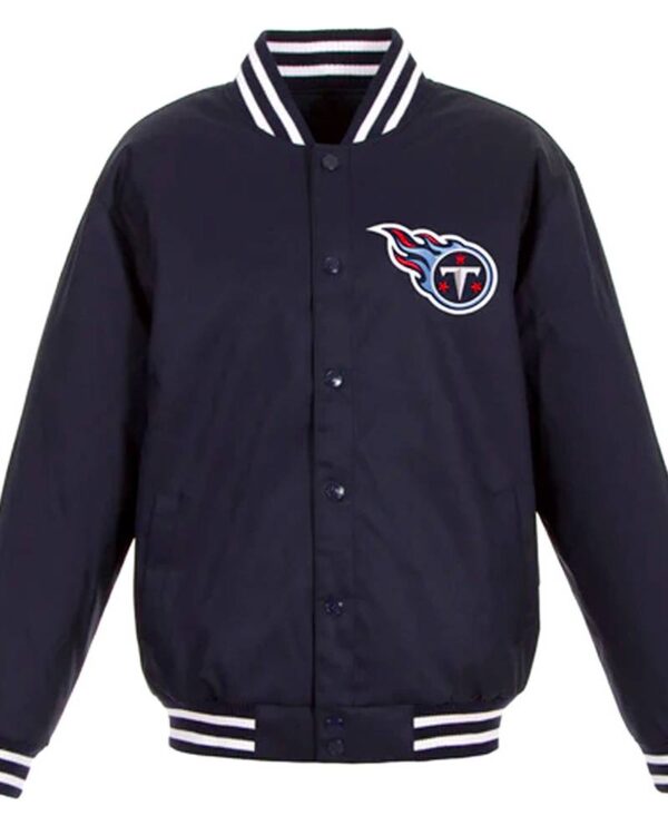 Tennessee Titans Navy Blue Full-Snap Wool Varsity Jacket