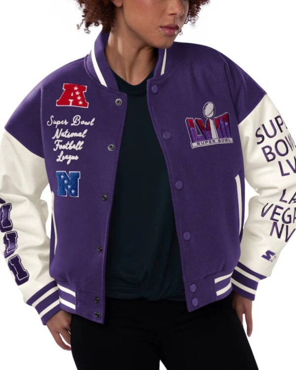 Women's Purple/White Super Bowl LVIII End Around Full-Zip Starter Jacket