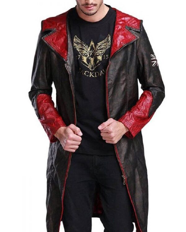 DMC Dante Black Leather Hooded Coat