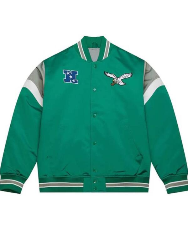 Philadelphia Eagles Green Full Snap Satin Jacket