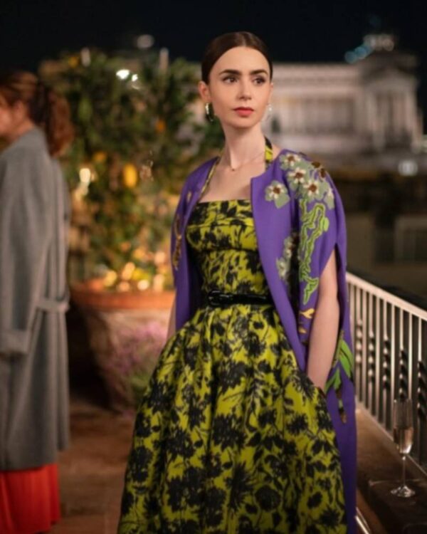 Emily In Paris S04 Lily Collins Purple Cape Coat