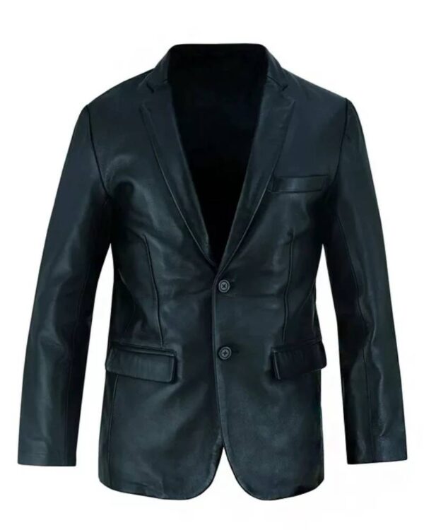 Mens Black Luxurious Leather Blazer